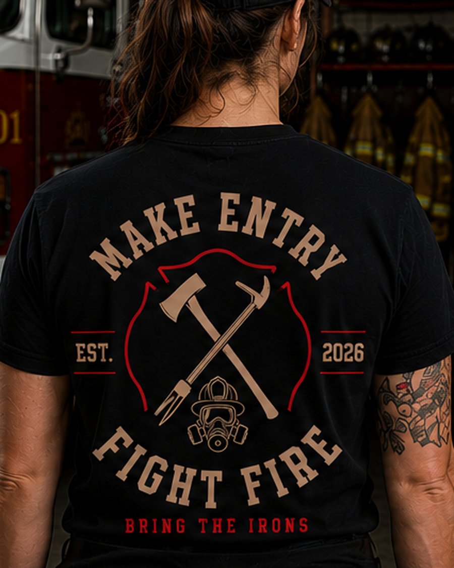 BTI Irons Tee — Make Entry. Fight Fire. back design