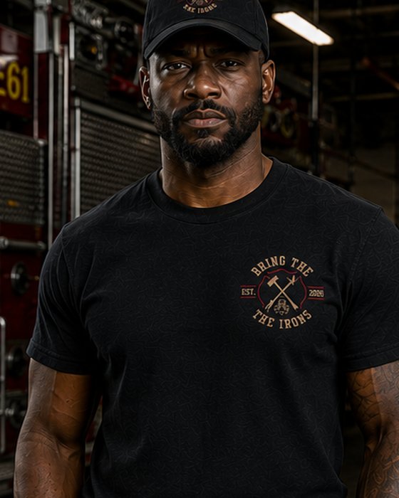 Stretch the Line Tee — left chest roundel